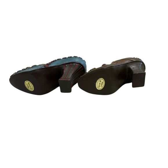 Vintage My Treasure Victorian Shoe Figurine Ornament Set of 2 Ornate Decor Glam - Picture 5 of 5